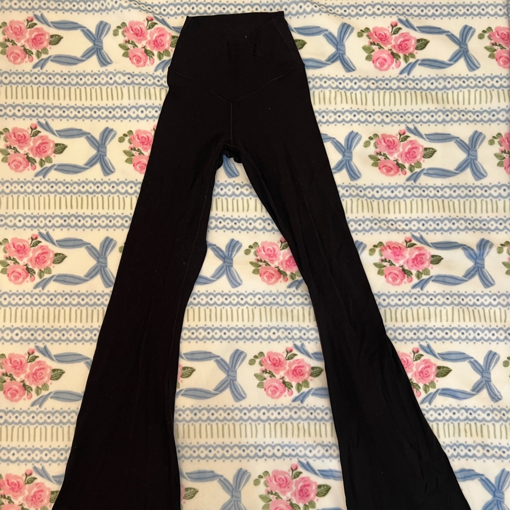Black Crossover Flared Leggings